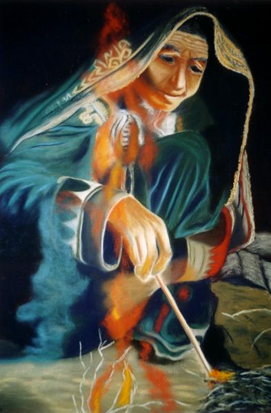 065 Femme Pashtoune (50x65).jpg - Pashtoume (50x65 cm)   &nbsp;Vendu&nbsp; 